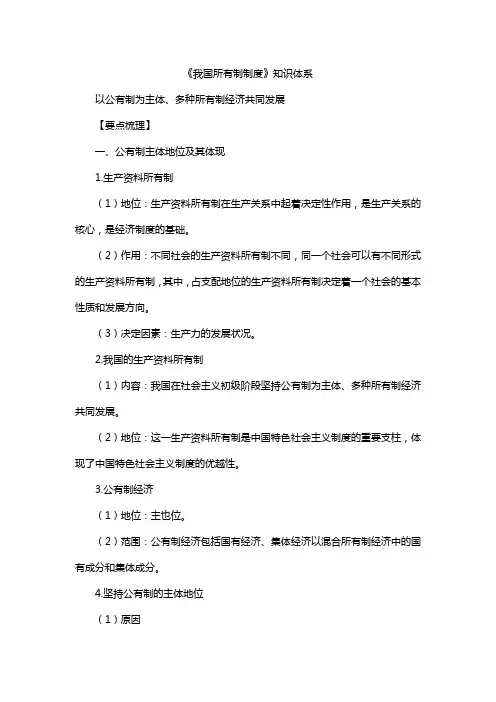 《我国所有制制度》知识体系