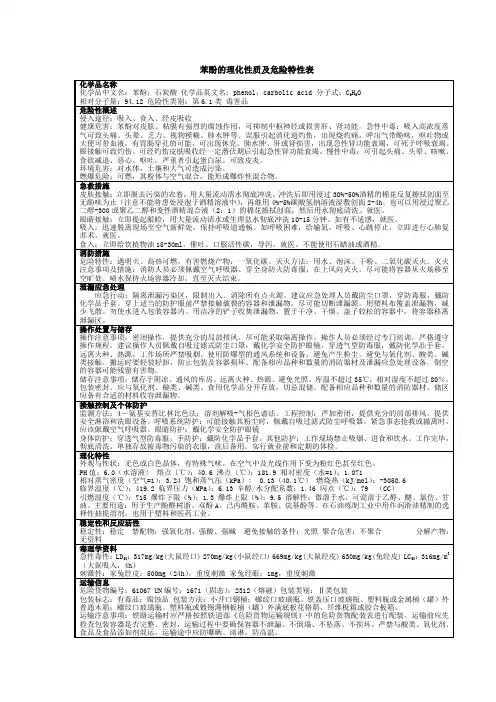 苯酚的理化性质及危险特性表