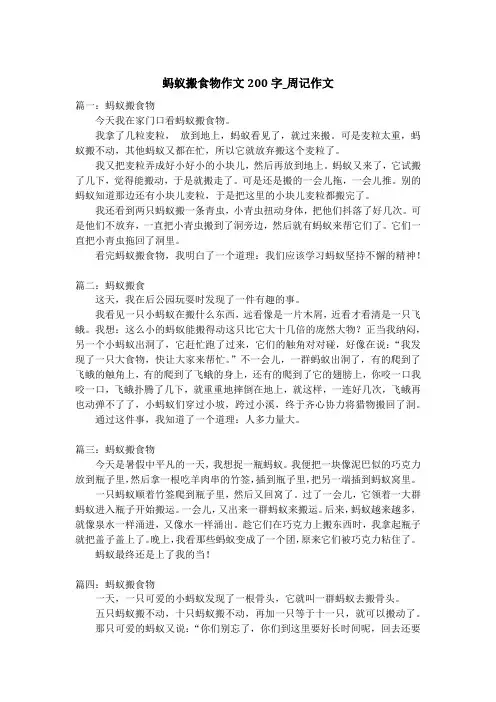 蚂蚁搬食物作文200字_周记作文_3