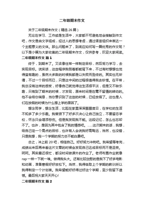 关于二年级期末作文（精选26篇）
