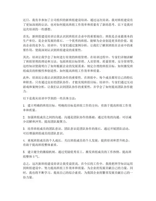 新班组建设培训感想