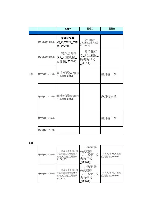 大二下  课程表