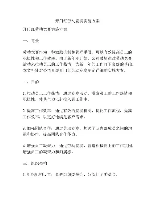 开门红劳动竞赛实施方案