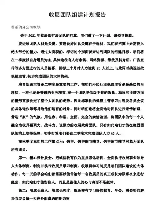 保险公司团队建设计划