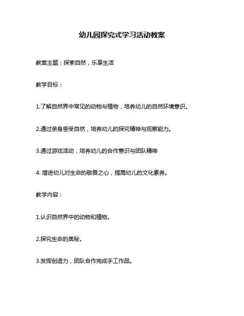 幼儿园探究式学习活动教案