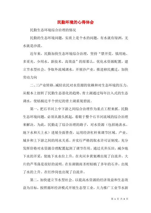民勤环境的心得体会(三)