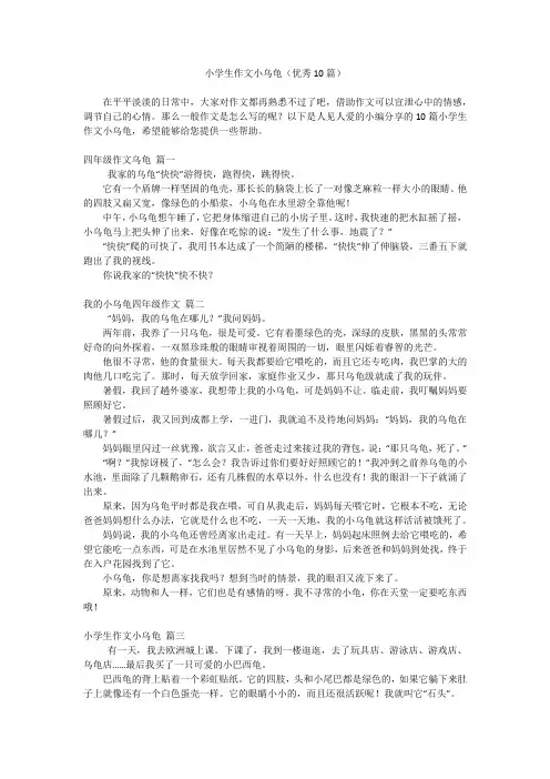 小学生作文小乌龟(优秀10篇)