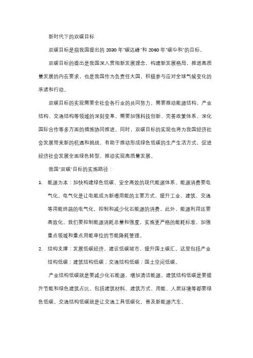 新时代下的双碳目标