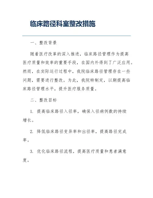 临床路径科室整改措施