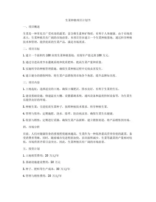 生菜种植项目计划书