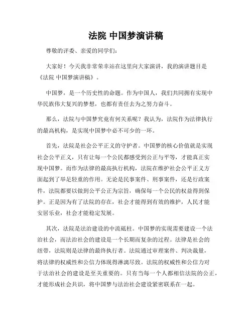 法院 中国梦演讲稿