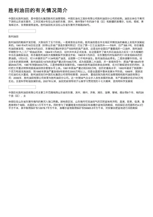 胜利油田的有关情况简介