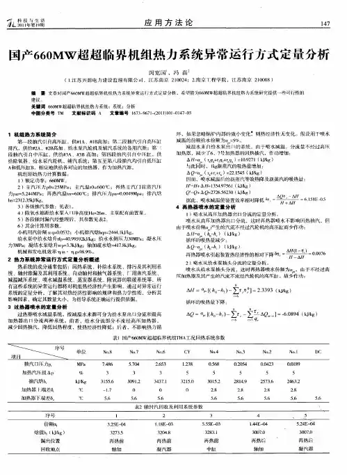 国产660MW超超临界机组热力系统异常运行方式定量分析