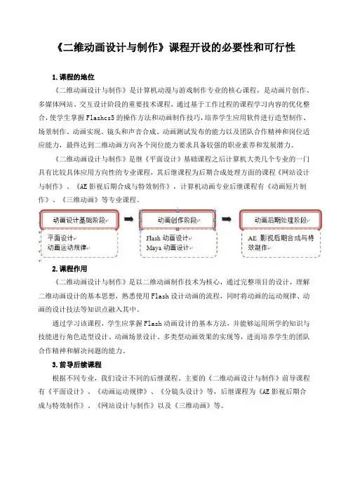 《二维动画设计与制作》课程开设的必要性和可行性