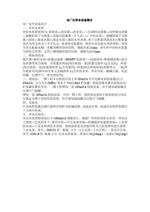 电厂化学设备简介及流程图