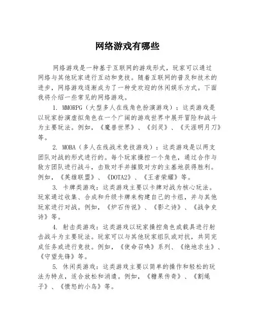 网络游戏有哪些