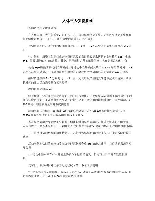 人体三大供能系统
