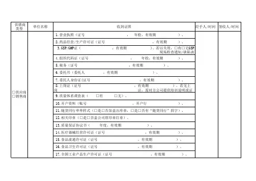 证照签收表