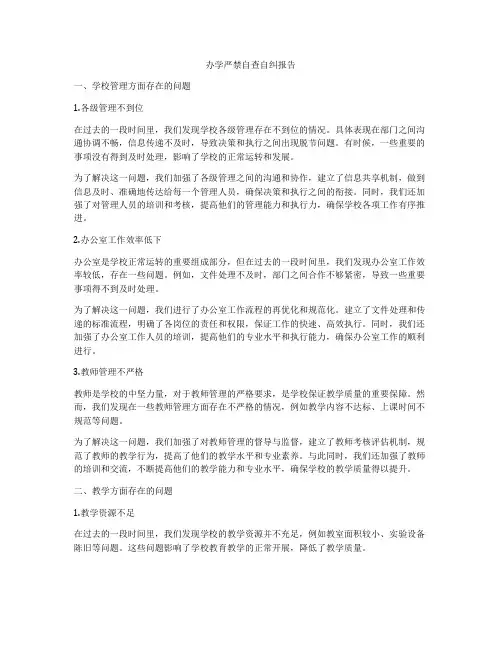 办学严禁自查自纠报告