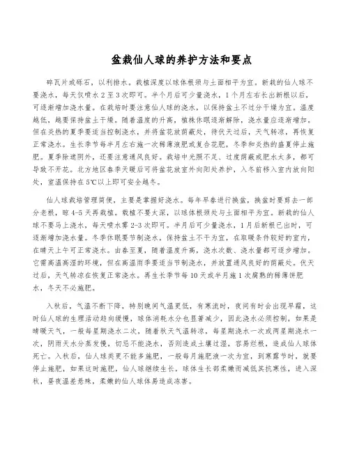 盆栽仙人球的养护方法和要点