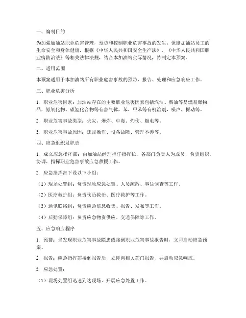 加油站职业危害应急预案