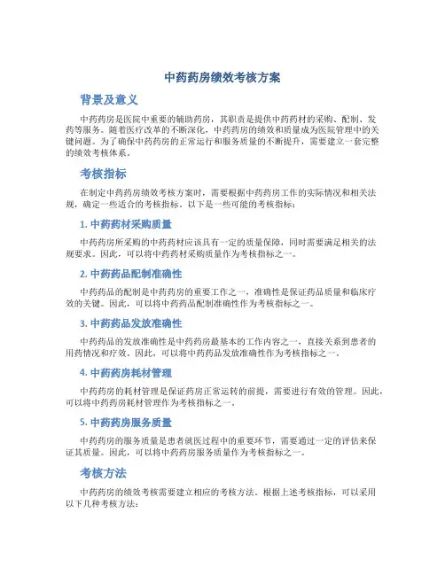 中药药房绩效考核方案