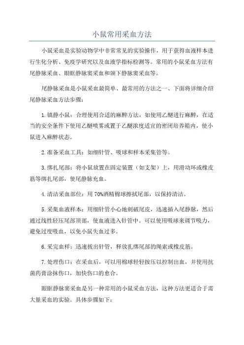 小鼠常用采血方法