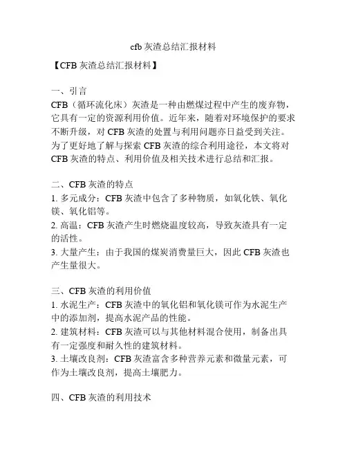 cfb灰渣总结汇报材料
