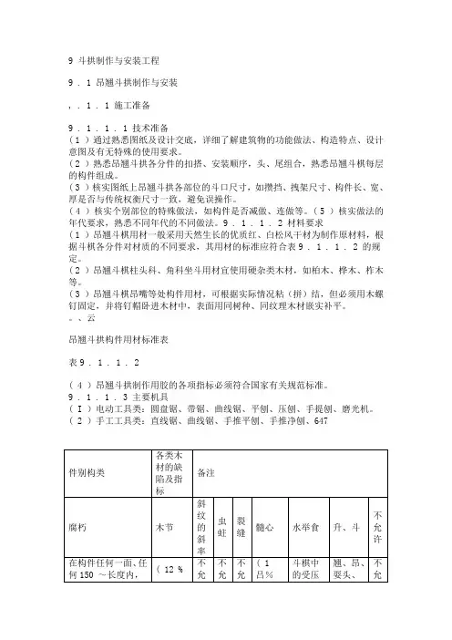 9 斗拱制作与安装工程