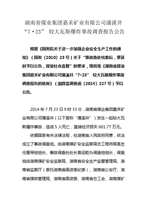 湖南省煤业集团嘉禾矿业有限公司蒲溪井