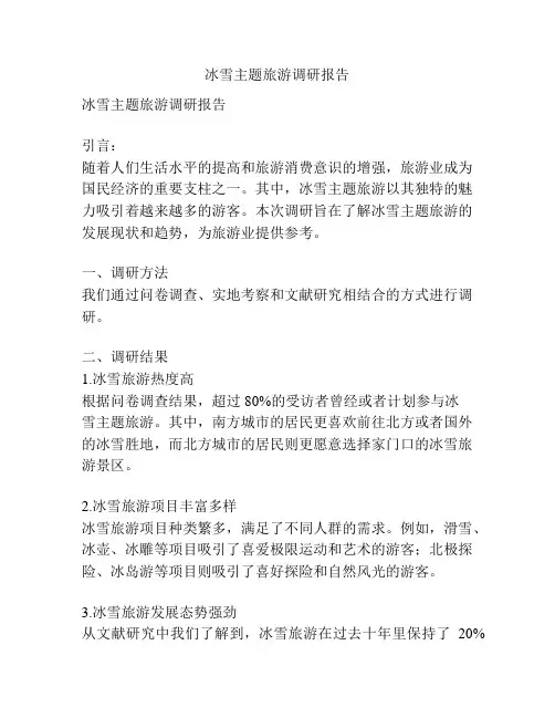 冰雪主题旅游调研报告