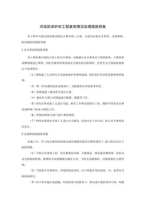 河流防洪护岸工程紧急情况处理措施预案
