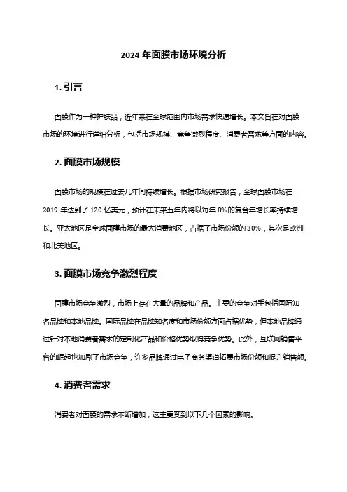 2024年面膜市场环境分析