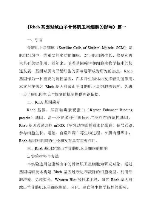 《Rheb基因对绒山羊骨骼肌卫星细胞的影响》范文