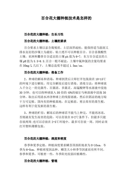 百合花大棚种植技术是怎样的
