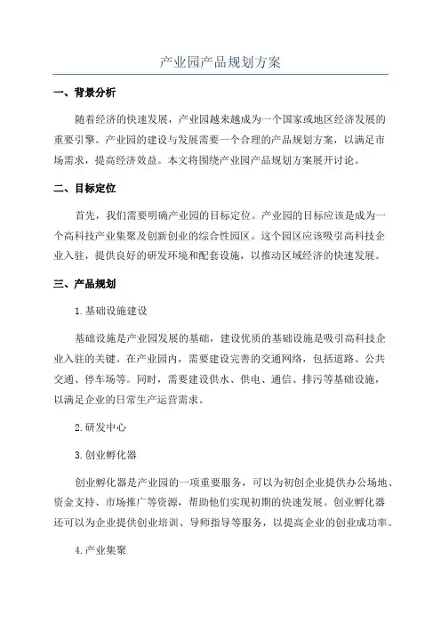 产业园产品规划方案