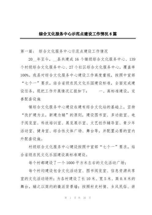 综合文化服务中心示范点建设工作情况6篇