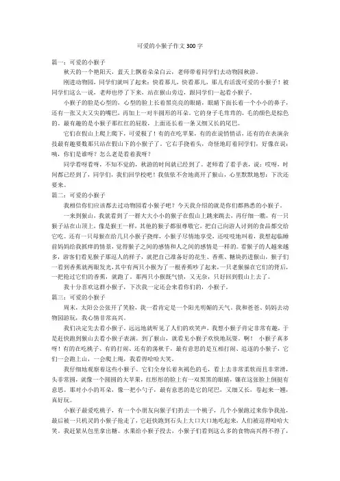 可爱的小猴子作文300字优秀作文_1