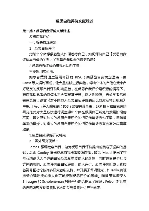 反思自我评价文献综述