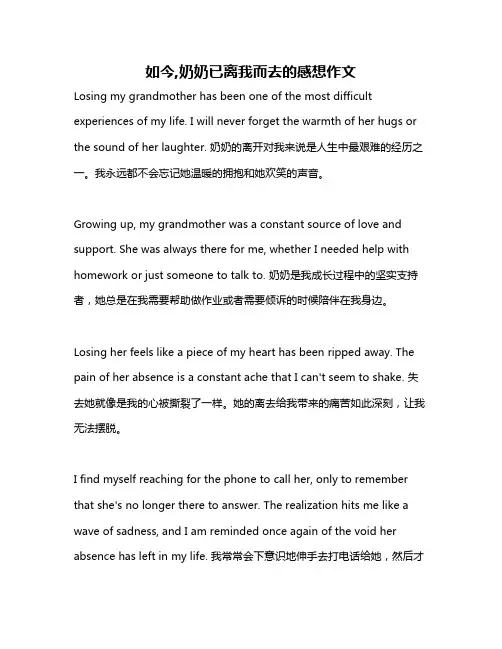 如今,奶奶已离我而去的感想作文