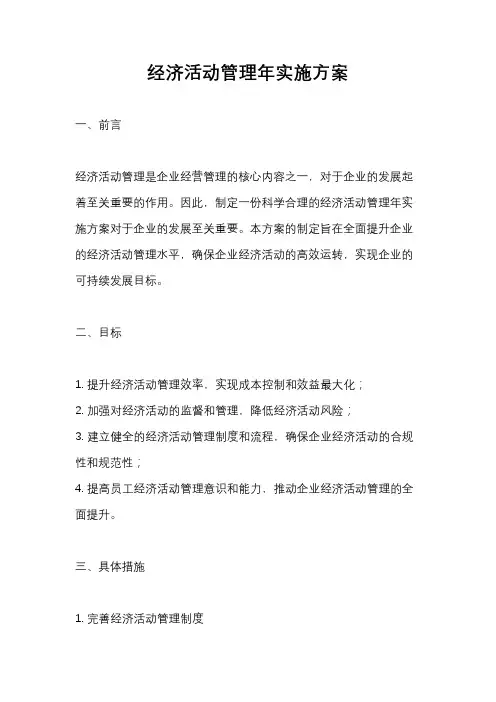 经济活动管理年实施方案