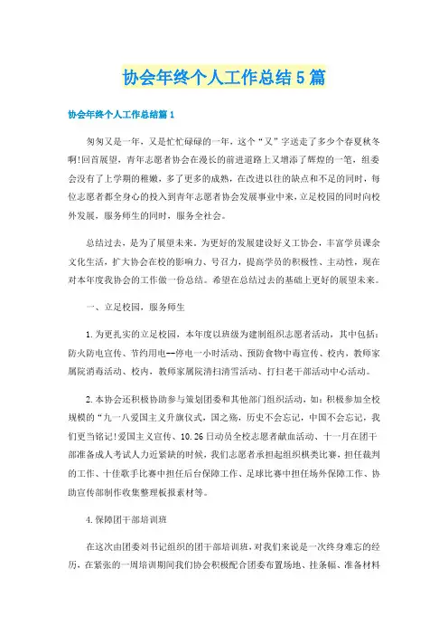 协会年终个人工作总结5篇
