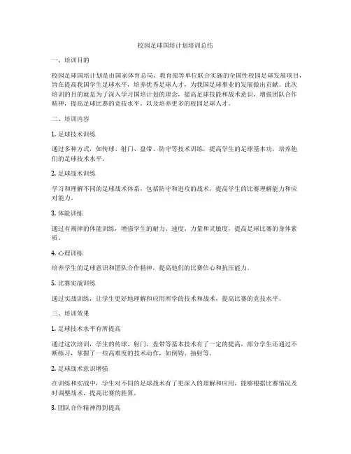 校园足球国培计划培训总结