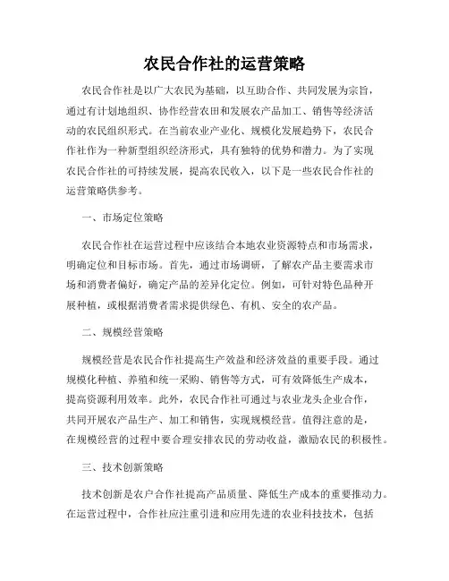 农民合作社的运营策略