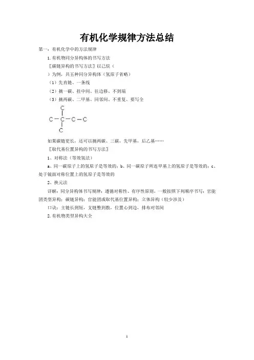 有机化学规律方法总结