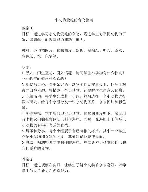 小动物爱吃的食物教案
