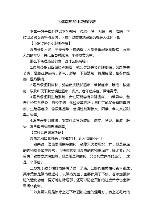 下焦湿热的中成药疗法