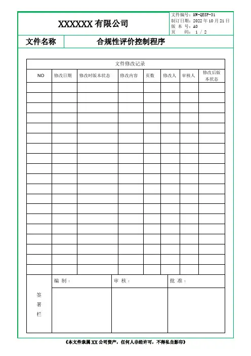 合规性评价控制程序