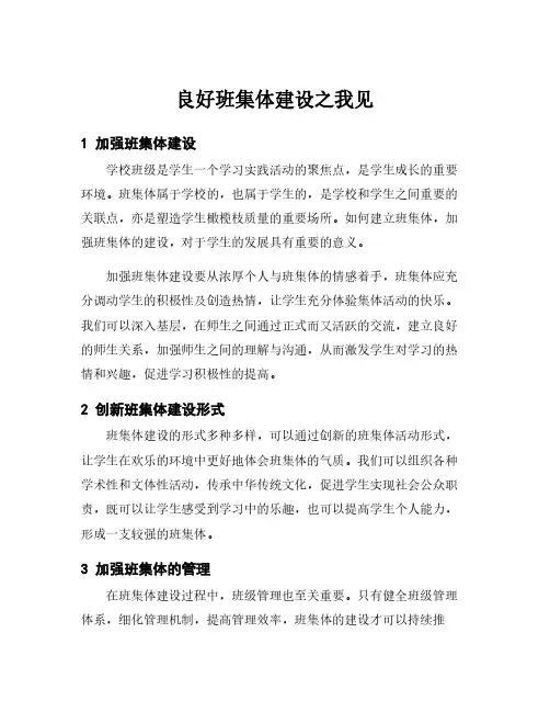 良好班集体建设之我见