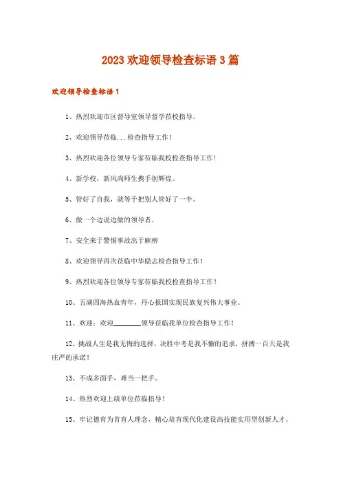 2023欢迎领导检查标语3篇